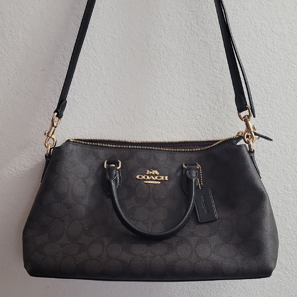 Coach Blackand Brown  Signature Shoulder Bag/ Crossbody
